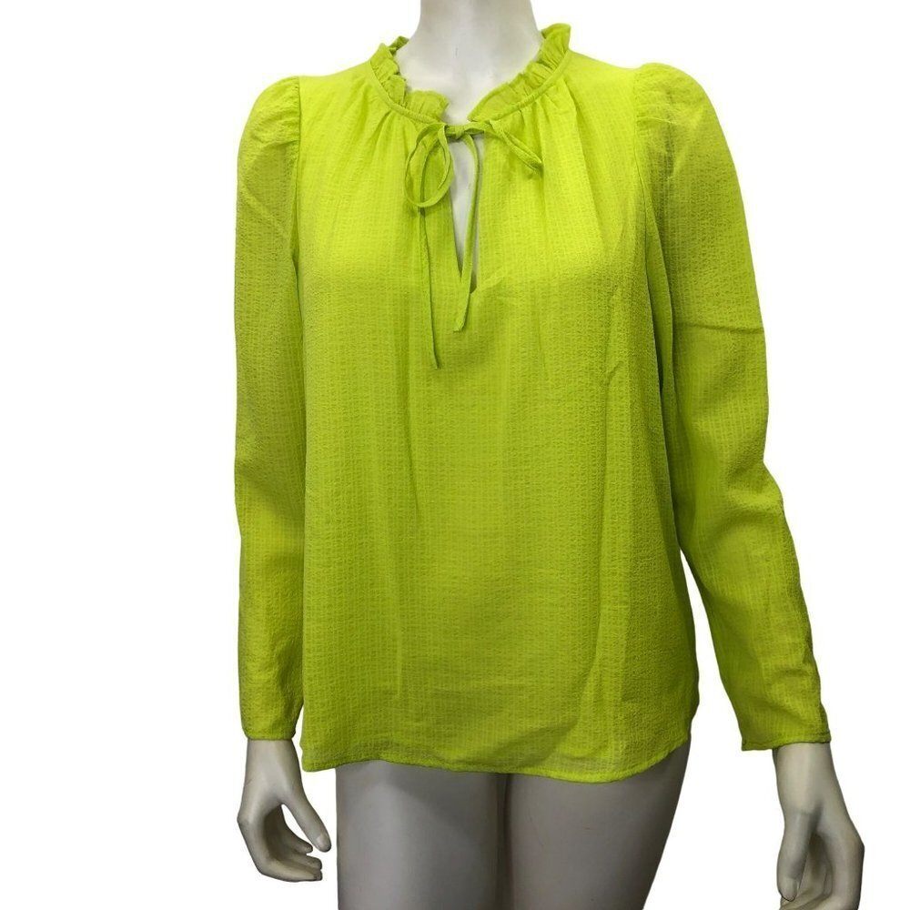 $79 CALVIN KLEIN Checked Pattern Tie-Neck Top SZ SM NEW WITH TAG